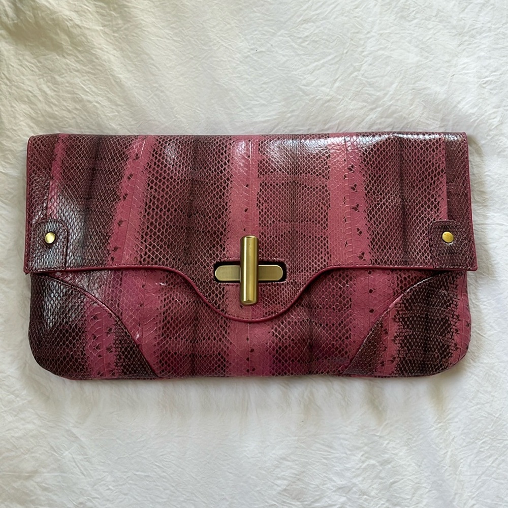 Pink snakeskin Beirn clutch